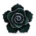 Spiral Rhinestone Rose Brooch — Green