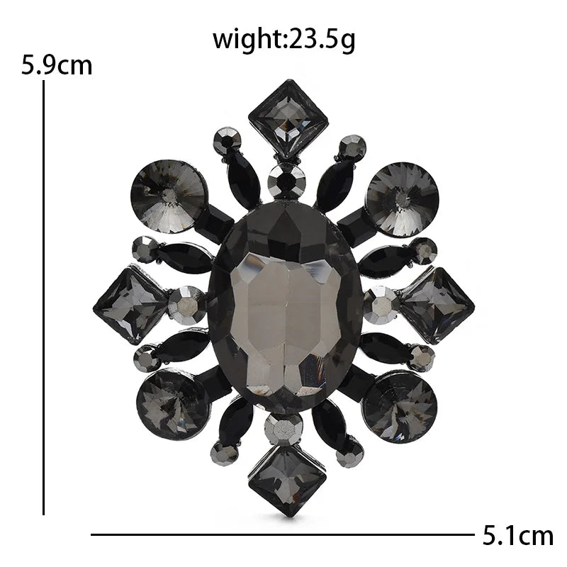 Vintage-Style Oval Faceted Stone Brooch — dimensions