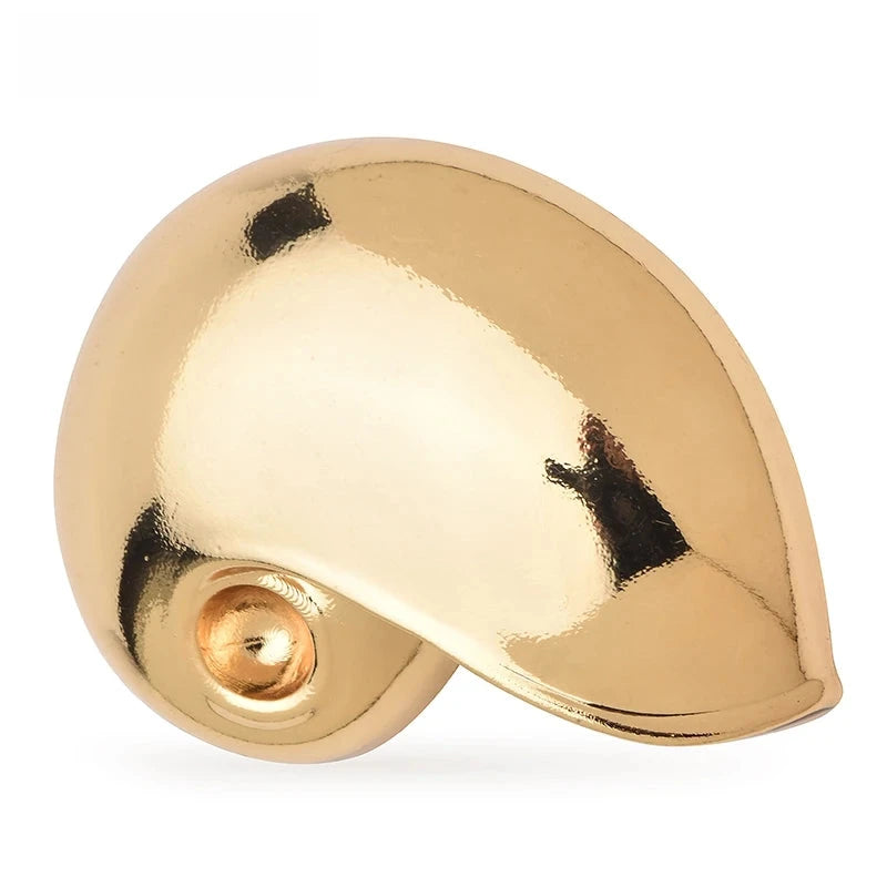 Polished Spiral Shell Brooch — Gold