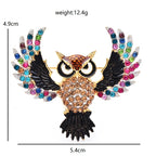 Spread-Wing Owl with Colorful Rhinestones Brooch — dimensions