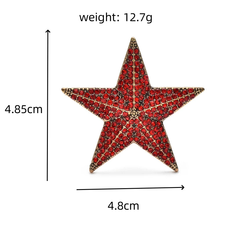Sparkling Rhinestone Star Brooch — dimensions