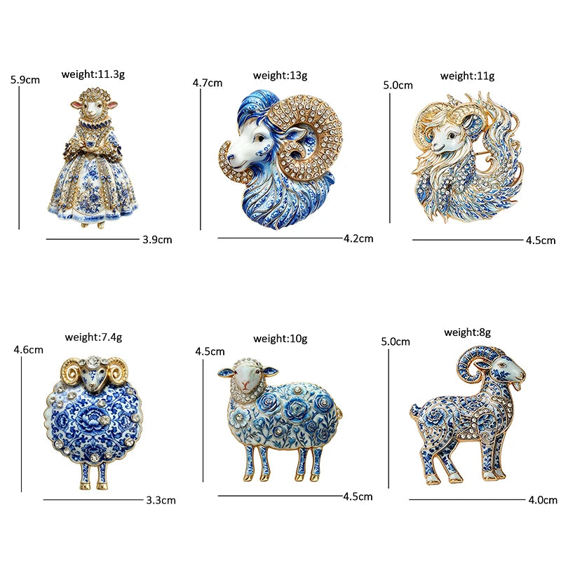Ornate Sheep and Ram Motif Brooch