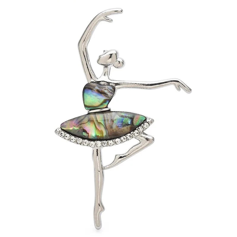 Ballerina with Decorative Tutu Brooch — Silver & Iridescent