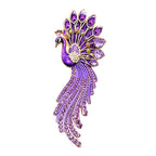 Ornate Peacock with Flowing Tail Brooch original white background product photo
