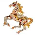 Colorful Jeweled Running Horse Brooch — Yellow
