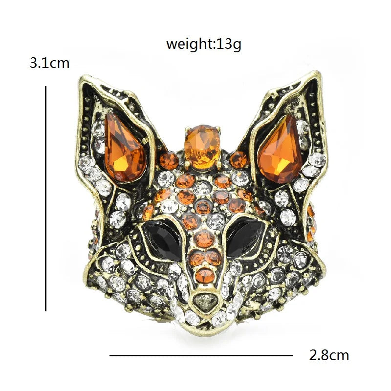 Jeweled Fox Face Brooch — dimensions