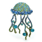 Large Jeweled Jellyfish with Curling Tentacles Brooch