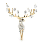 Faceted Crystal-Look Stag Brooch