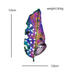 Iridescent Enamel Openwork Leaf Brooch — dimensions
