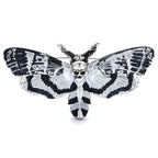 Vintage-Style Skull Butterfly Enamel Brooch — Black & White