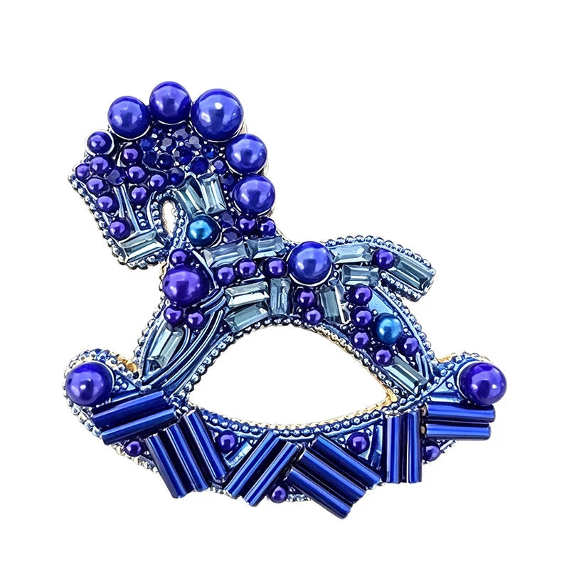 Jeweled Rocking Horse Brooch original white background product photo