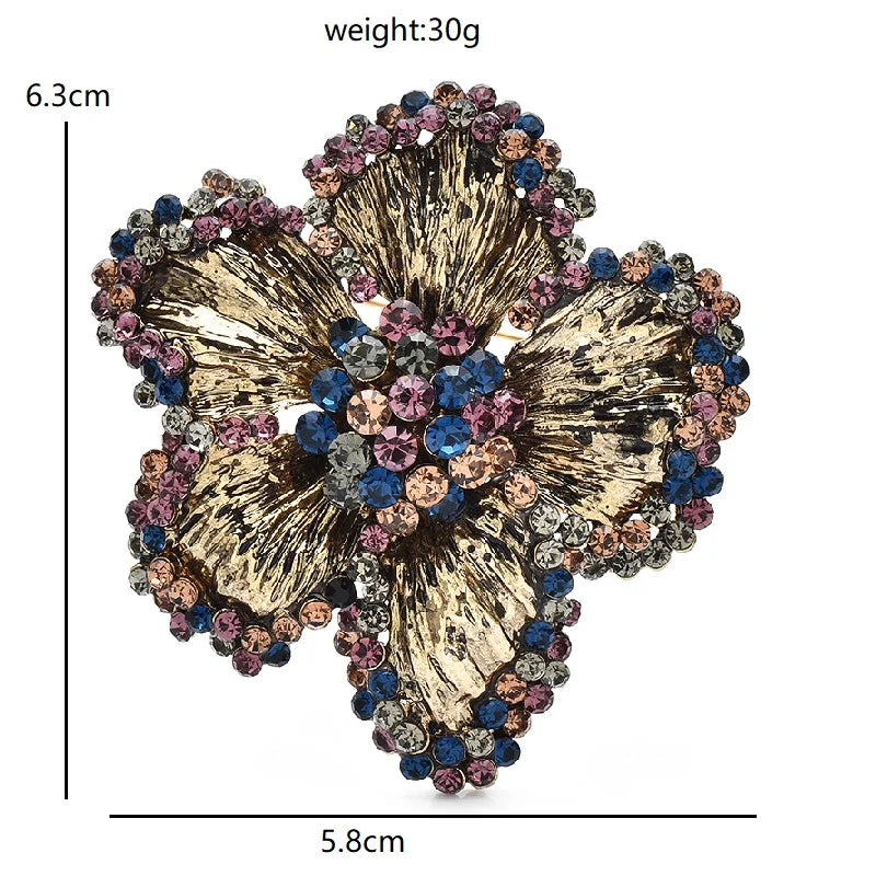 Vintage Textured Five-Petal Flower Brooch