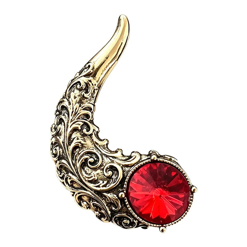 Vintage Carved Horn with Faceted Accent Brooch original white background product photo
