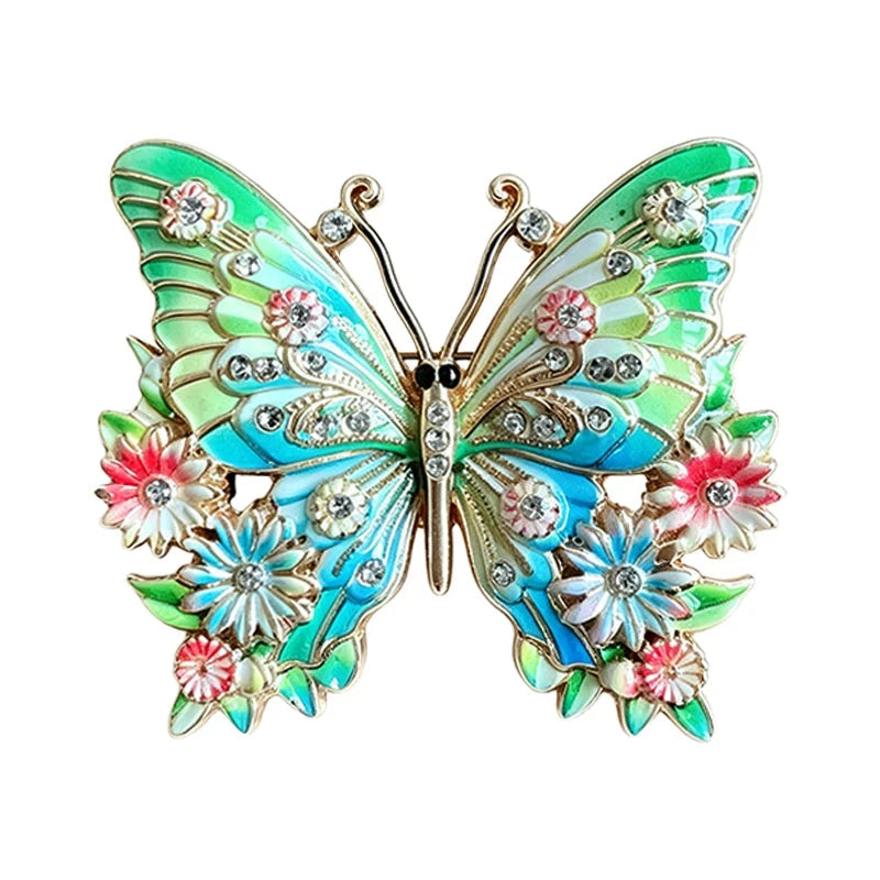 Butterfly with Flower-Trimmed Wings Brooch original white background product photo