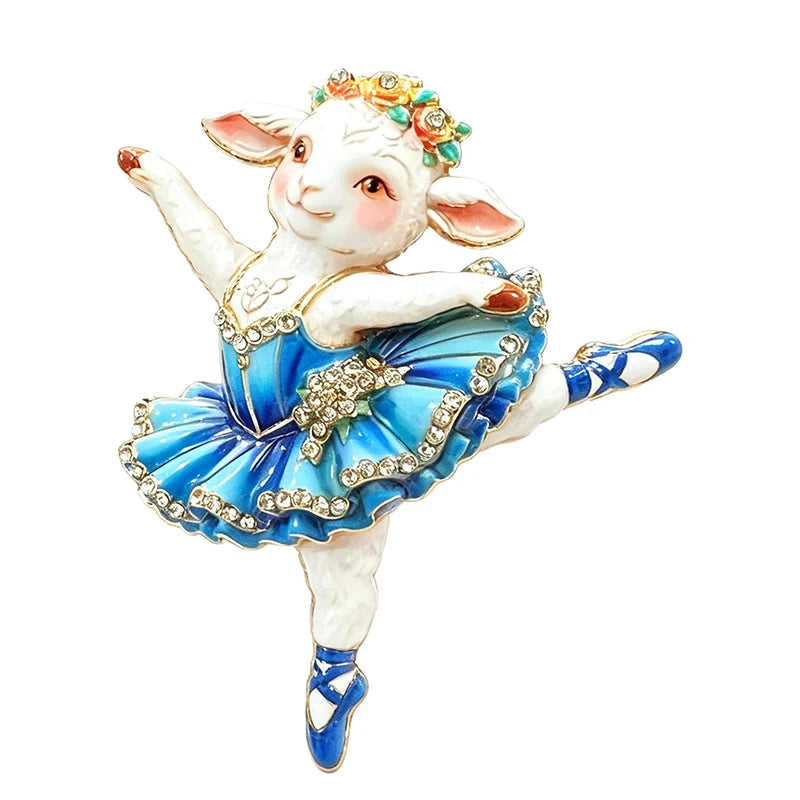 Ballerina Lamb in Tutu Brooch original white background product photo