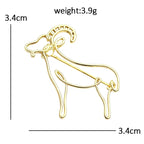 Minimalist Horned Goat Outline Brooch