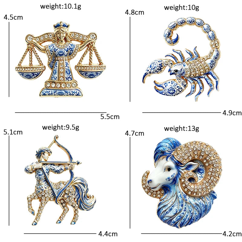 Ornate Zodiac Symbol Brooch