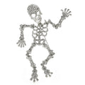 Dancing Rhinestone Skeleton Brooch — Silver