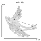 Textured Swallow with Sweeping Tail Brooch — dimensions