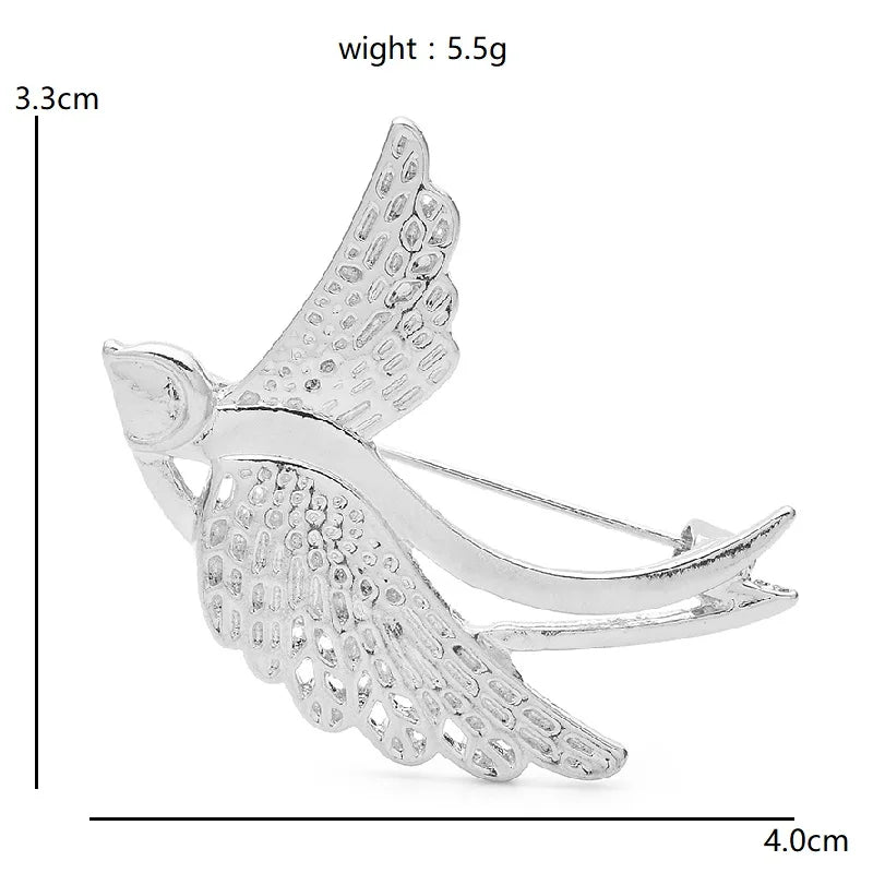 Textured Swallow with Sweeping Tail Brooch — dimensions