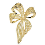 Openwork Mesh Ribbon Bow Brooch — Gold