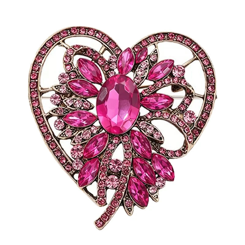 Faceted Flower in Open Heart Brooch original white background product photo