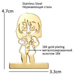 Playful Cartoon Girl Silhouette Brooch