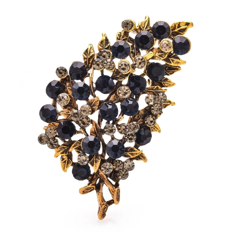 Enamel Botanical and Animal Motif Brooch
