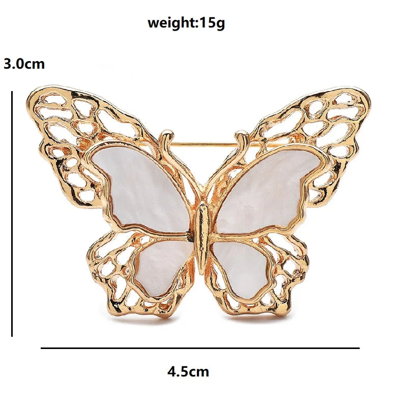 White Openwork Butterfly Brooch — dimensions