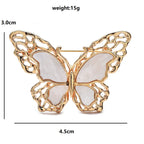 White Openwork Butterfly Brooch — dimensions