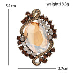 Vintage-Style Faceted Oval with Ribbon Frame Brooch — dimensions