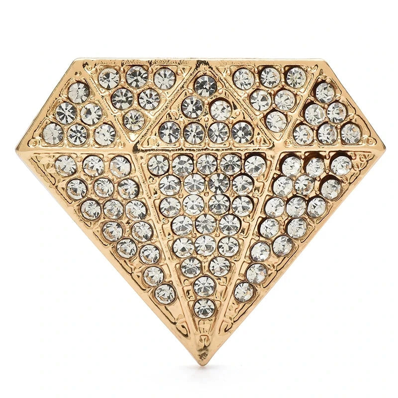 Rhinestone Diamond Silhouette Brooch — Gold & Clear