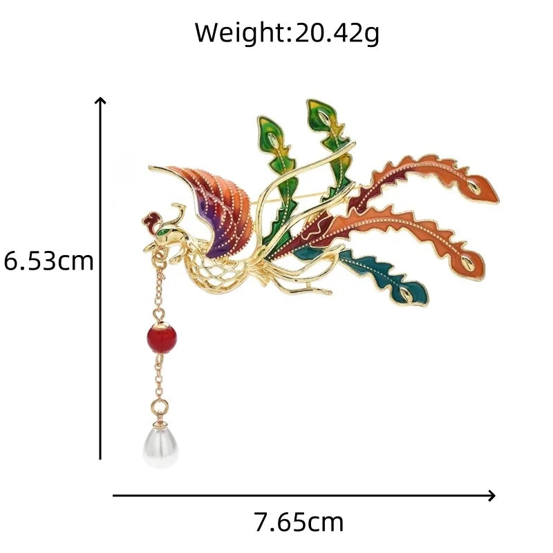 Decorative Bird and Botanical Statement Brooch