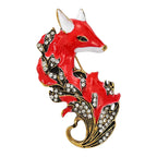 Fox with Ornate Leaf Tail Brooch original white background product photo