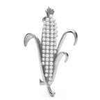 Pearl-Look Corn Cob Brooch — Silver