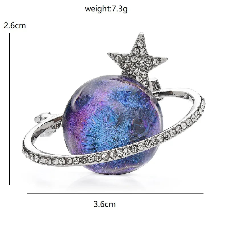 Purple Planet with Rhinestone Ring and Star Brooch dimensions and weight