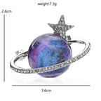 Purple Planet with Rhinestone Ring and Star Brooch dimensions and weight