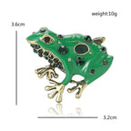 Green Enamel Frog with Dark Jeweled Spots Brooch — dimensions