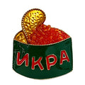 Caviar Tin with Spoon Brooch on its original white background