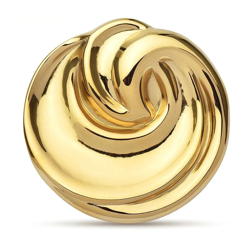 Polished Spiral Knot Stainless Steel Brooch — Gold