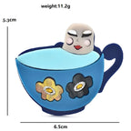Acrylic Character in Floral Cup Brooch — dimensions