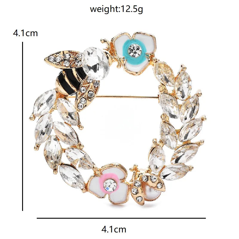 Bee and Wheat Wreath Brooch — dimensions