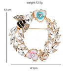 Bee and Wheat Wreath Brooch — dimensions