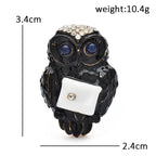 Enamel Owl with White Accent Brooch — dimensions