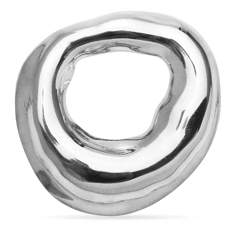 Sculptural Open Circle Stainless Steel Brooch — Silver