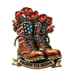 Proud to Serve Boots and Poppies Brooch original white background product photo