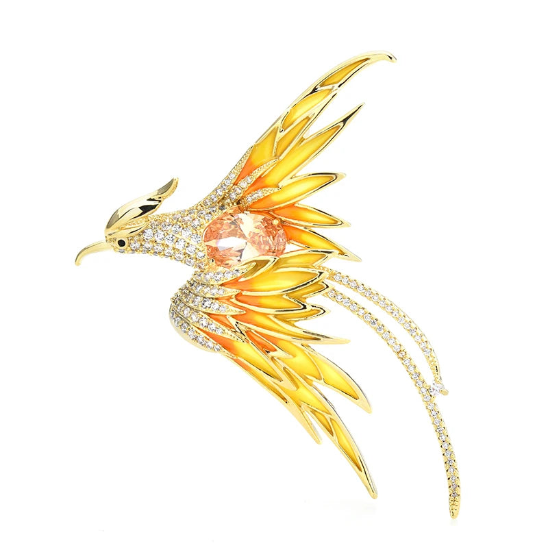Jeweled Flying Phoenix Brooch