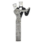 Rhinestone Dancing Couple with Tassel Brooch — Clear