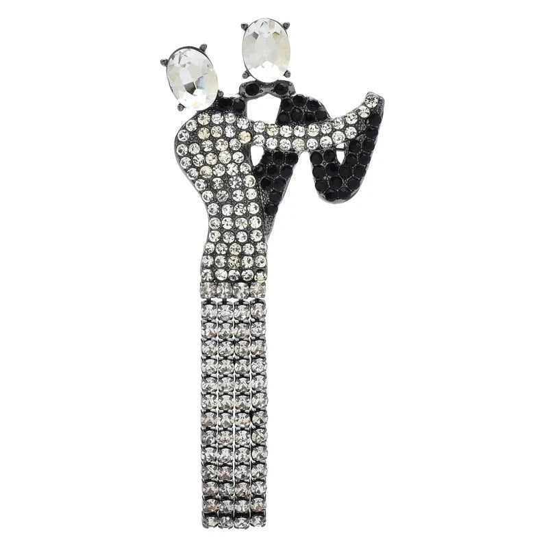 Broche couple de danseurs en strass avec pompon