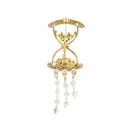 Rhinestone Hourglass with Chain Tassels Brooch